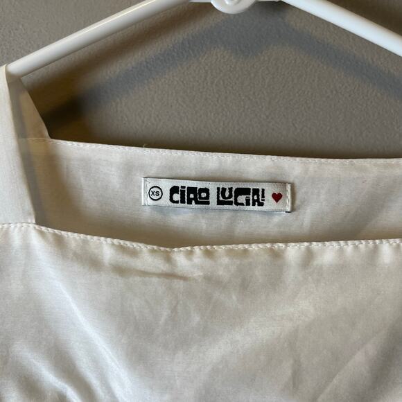 Ciao‎ Lucia Allegra White Blouse Silk Cotton Blend Peasant Cottagecore Boho XS - Picture 3 of 6